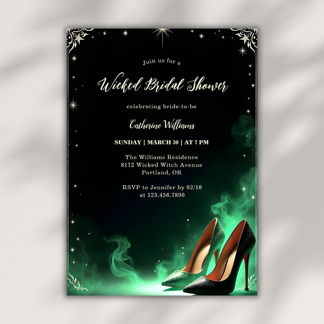 Emerald Green Style Magical Wicked Bridal Shower Invitation (Emerald Green Style Magical Wicked Bridal Shower Invitation)
