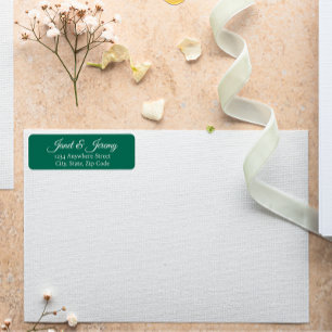 Emerald Green Stylised Name Wedding Address Return Address Label
