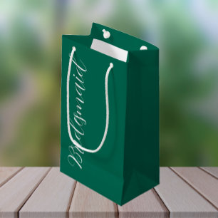 Emerald Green Stylised Script Wedding Bridesmaid Small Gift Bag