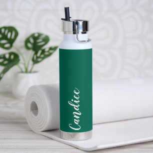 Emerald Green Stylised Wedding Bridesmaid Name Water Bottle