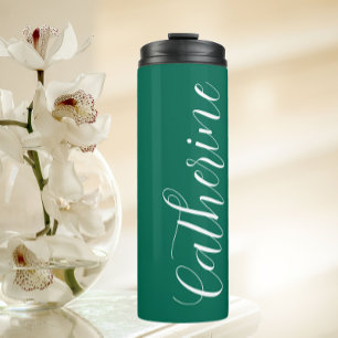 Emerald Green Stylised Wedding Bridesmaid Thermal Tumbler