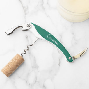 Emerald Green Stylised Wedding Groomsman Name Corkscrew