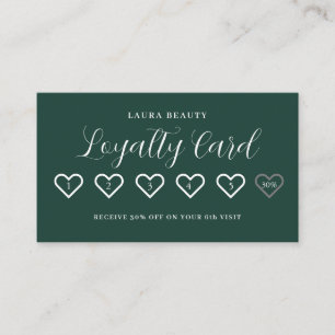 Emerald Green Stylish Minimal Heart Love Loyalty Card