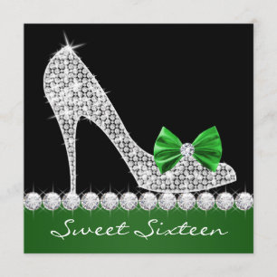 Emerald Green Sweet Sixteen Birthday Party Invitation