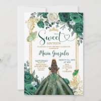 Emerald Green Sweet Sixteen Gold Crown Birthday