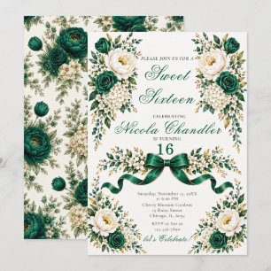 Emerald Green Sweet Sixteen Invitation