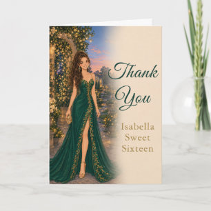 Emerald Green Sweet Sixteen Thank You Card