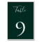 Emerald Green Table Number Card