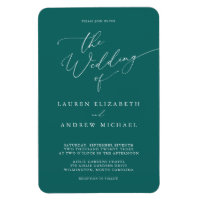 Emerald Green Teal Minimalist Wedding Invitation