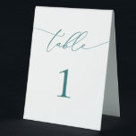 Emerald Green Teal Minimalist Wedding Table Number<br><div class="desc">Beautiful,  elegant,  modern and minimalist,  table number card. Fully customisable. **PLEASE NOTE: To order,  simply adjust your table number and add each number to your cart separately. Then check out once you are finished.</div>