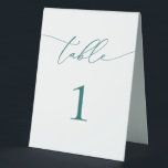 Emerald Green Teal Minimalist Wedding Table Number<br><div class="desc">Beautiful,  elegant,  modern and minimalist,  table number card. Fully customisable. **PLEASE NOTE: To order,  simply adjust your table number and add each number to your cart separately. Then check out once you are finished.</div>