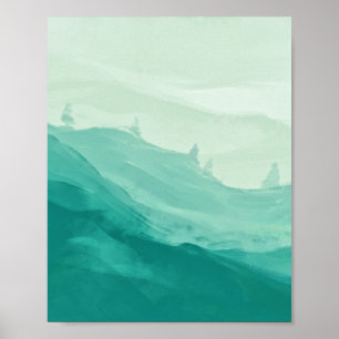 Emerald Green Teal Watercolor Abstract Art Poster