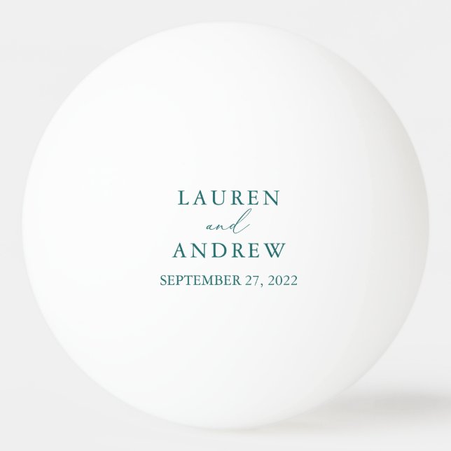 Emerald Green Teal Wedding Personalised Ping Pong Ball (Front)