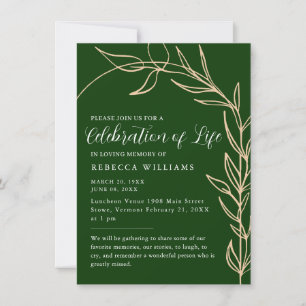 Emerald Green Text Minimal Celebration of Life Invitation