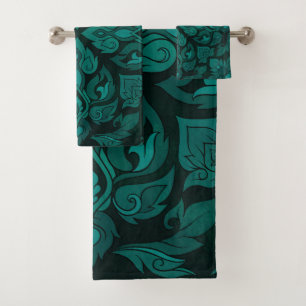 Emerald Green Thai Ornament Bath Towel Set
