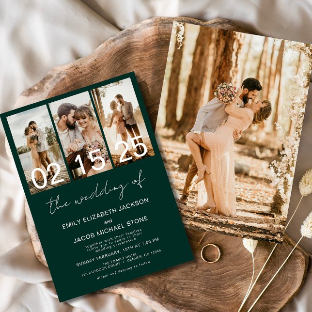 Emerald Green The Wedding of Photo Minimalist Invitation (Creator Uploaded)