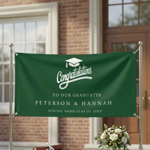 Emerald Green Twin Graduation congratulations Banner