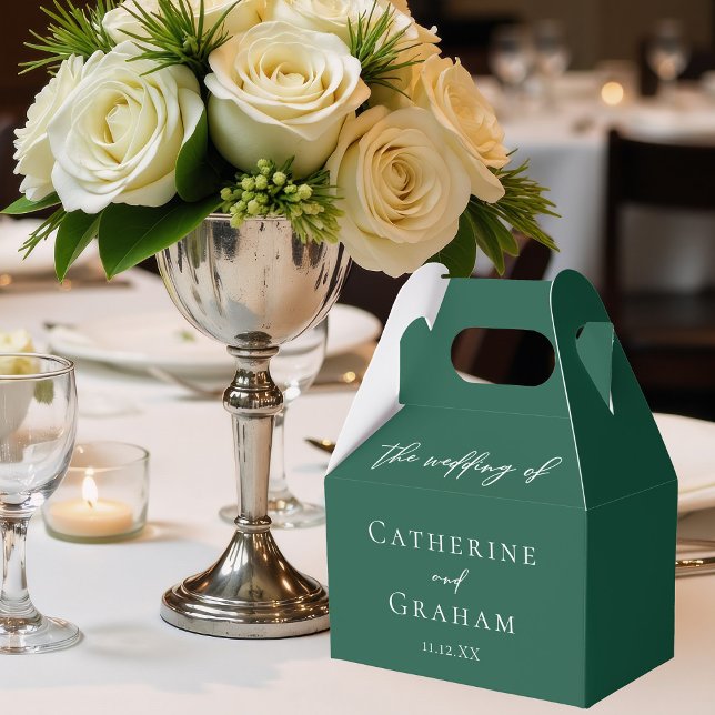 Emerald Green Typography Custom Forest Wedding Favour Box (Creator Uploaded)