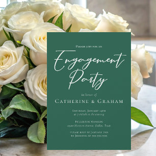 Emerald Green Typography Engagement Party Invitation