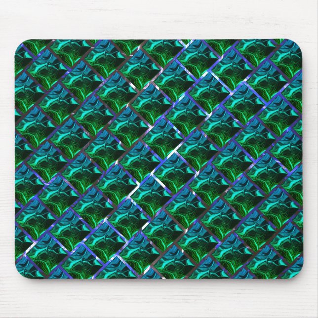 Emerald green under a grid with a metallic tone  mouse pad (Front)
