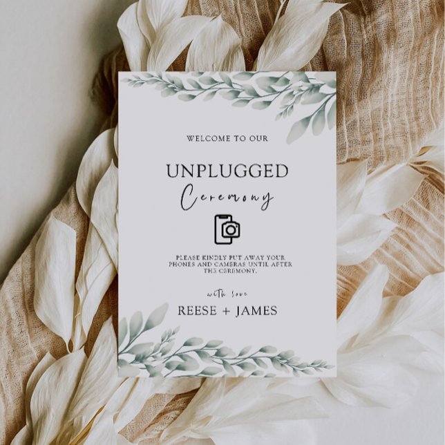 Emerald Green Unplugged Ceremony Wedding Sign,  Invitation (Emerald Green Unplugged Ceremony Wedding Sign, Invitation)