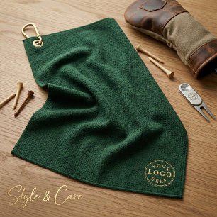 Emerald Green Velvet Look Personalised Logo Golf Towel