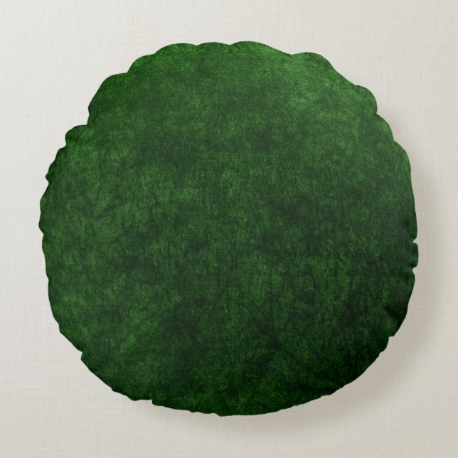 emerald green velvet texture print round cushion (Front)
