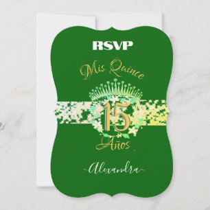 Emerald Green Vintage Boho Quinceañera Spanish