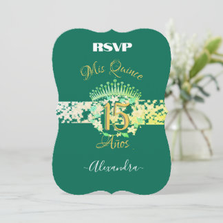 Emerald Green Vintage Boho Quinceañera Spanish