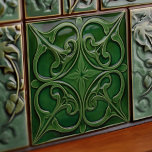 Emerald Green Wall Decor Art Nouveau Ceram Ceramic Tile<br><div class="desc">Welcome to CreaTile! Here you will find handmade tile designs that I have personally crafted and vintage ceramic and porcelain clay tiles, whether stained or natural. I love to design tile and ceramic products, hoping to give you a way to transform your home into something you enjoy visiting again and...</div>