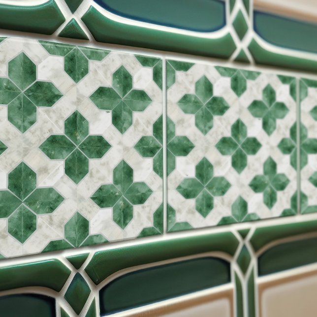 Emerald Green Wall Decor Art Nouveau Ceram Ceramic Tile (Creator Uploaded)