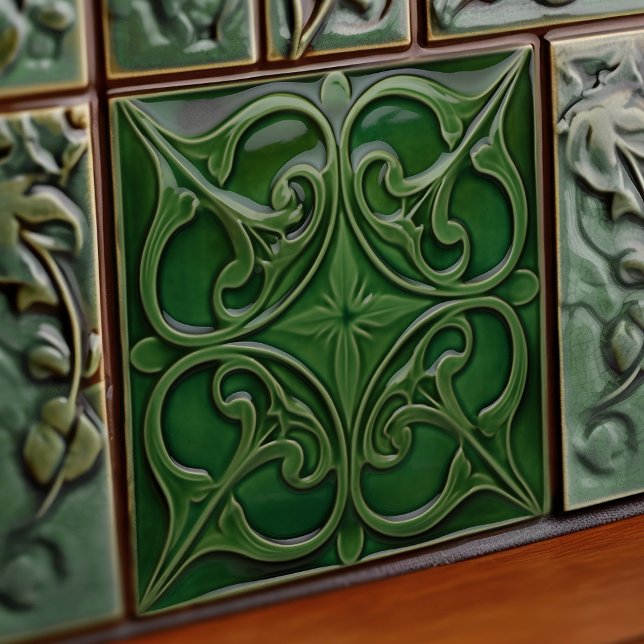 Emerald Green Wall Decor Art Nouveau Ceram Ceramic Tile (Creator Uploaded)