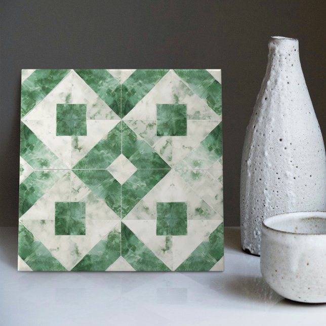 Emerald Green Wall Decor Art Nouveau Mosaic Ceramic Tile (Creator Uploaded)