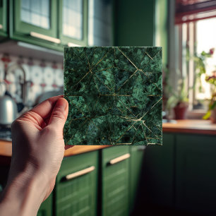Emerald Green Wall Decor Art Nouveau Mosaic Ceramic Tile