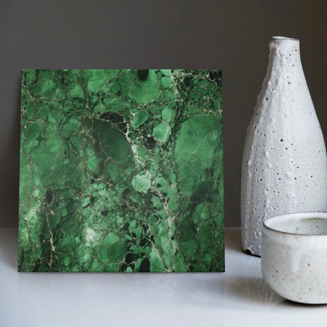Emerald Green Wall Decor Art Nouveau Mosaic Ceramic Tile (Creator Uploaded)