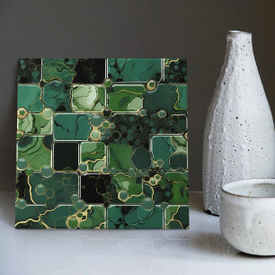 Emerald Green Wall Decor Modern Chic Mosaic Ceramic Tile