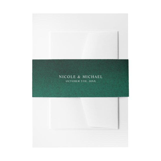 Emerald Green Watercolor Personalised Wedding Invitation Belly Band (Front Example)