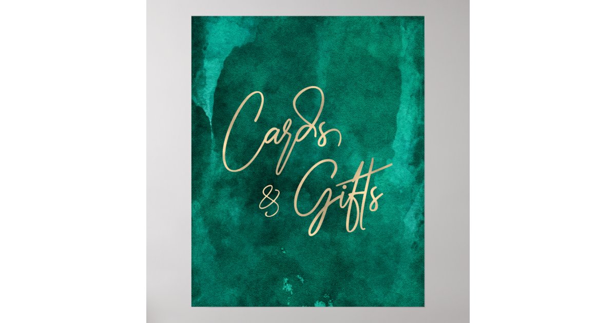 Emerald Green Watercolor Wedding Cards & Gifts Poster ...