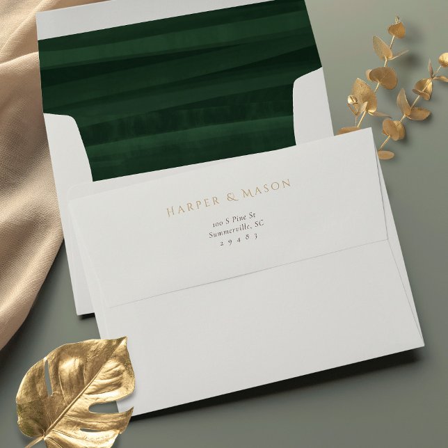Emerald Green Watercolor Wedding Envelope (Creator Uploaded)