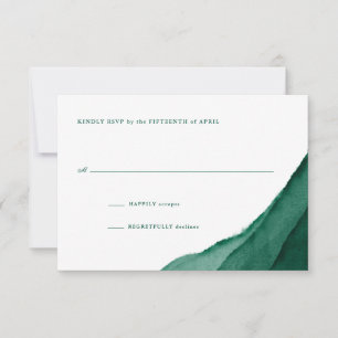 Emerald Green Watercolor Wedding RSVP Card