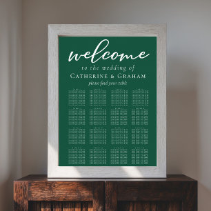 Emerald Green Wedding 16 Table Seating Chart