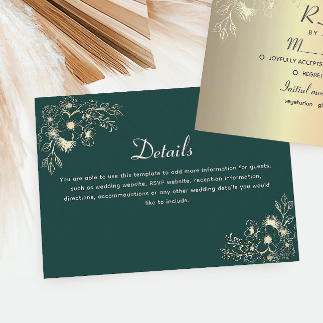 Emerald Green Wedding Details Enclosure Card (Creator Uploaded)