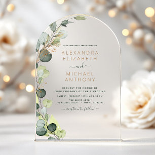 Emerald Green Wedding Eucalyptus Greenery Elegant Acrylic Invitations