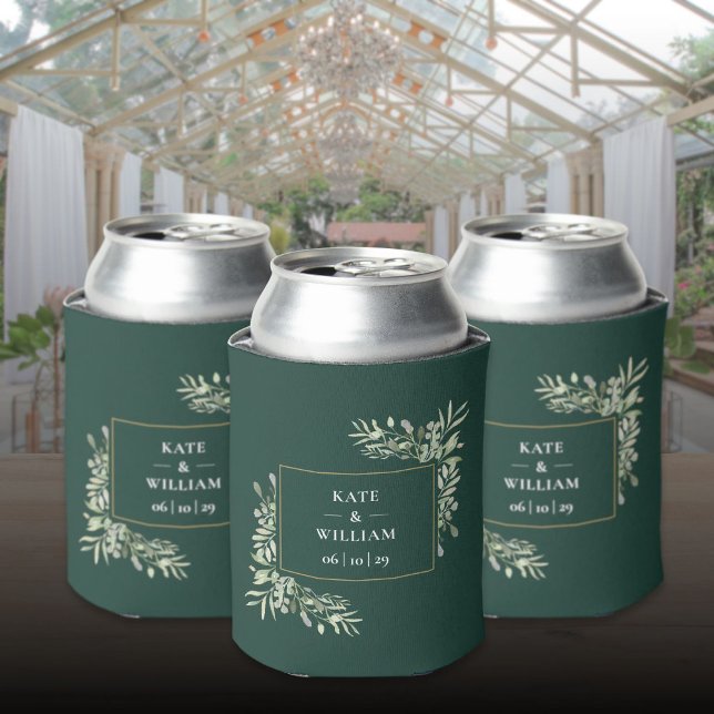 Emerald Green Wedding Greenery Foliage Can Cooler (Emerald Green Wedding Greenery Foliage Can Cooler)