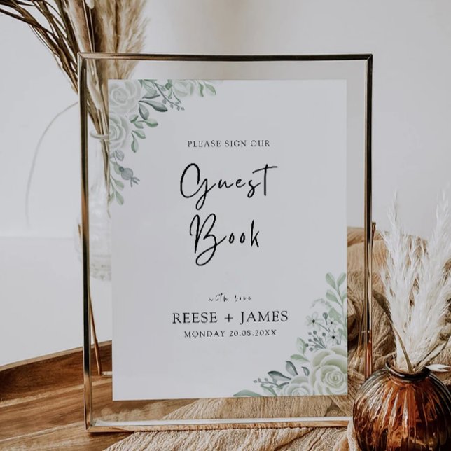 Emerald Green Wedding Guest Book Sign Template (Emerald Green Wedding Guest Book Sign Template)
