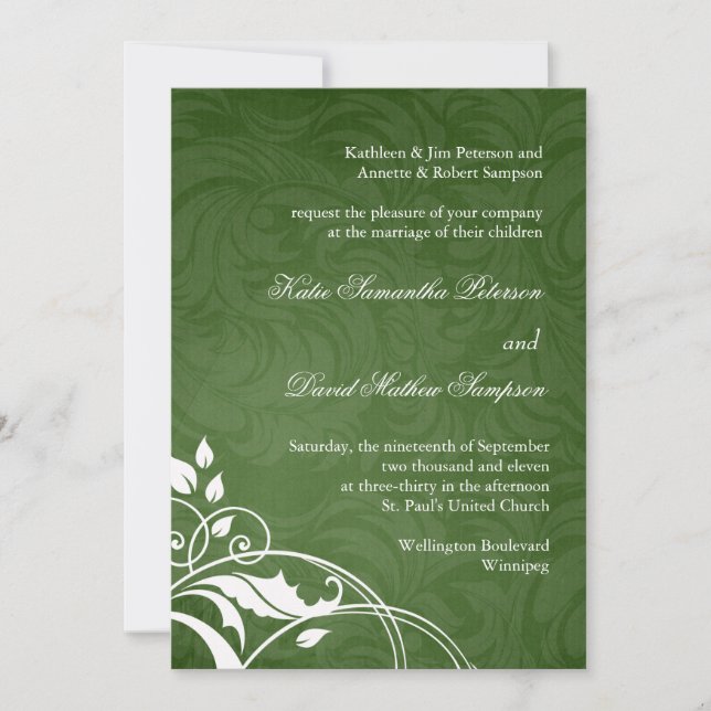 Emerald Green Wedding Invitation (Front)