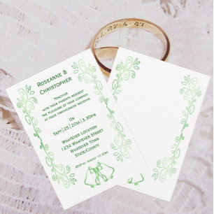 Emerald Green Wedding Invitation Bells Scrollwork