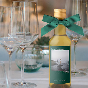 Emerald Green Wedding Love & Thanks Picture Mini Wine Label