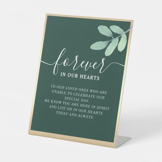 Emerald Green Wedding Memorial Table Sign (Front)