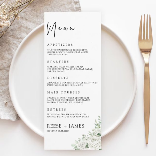Emerald Green Wedding Menu Cards Template (Emerald Green Wedding Menu Cards Template)
